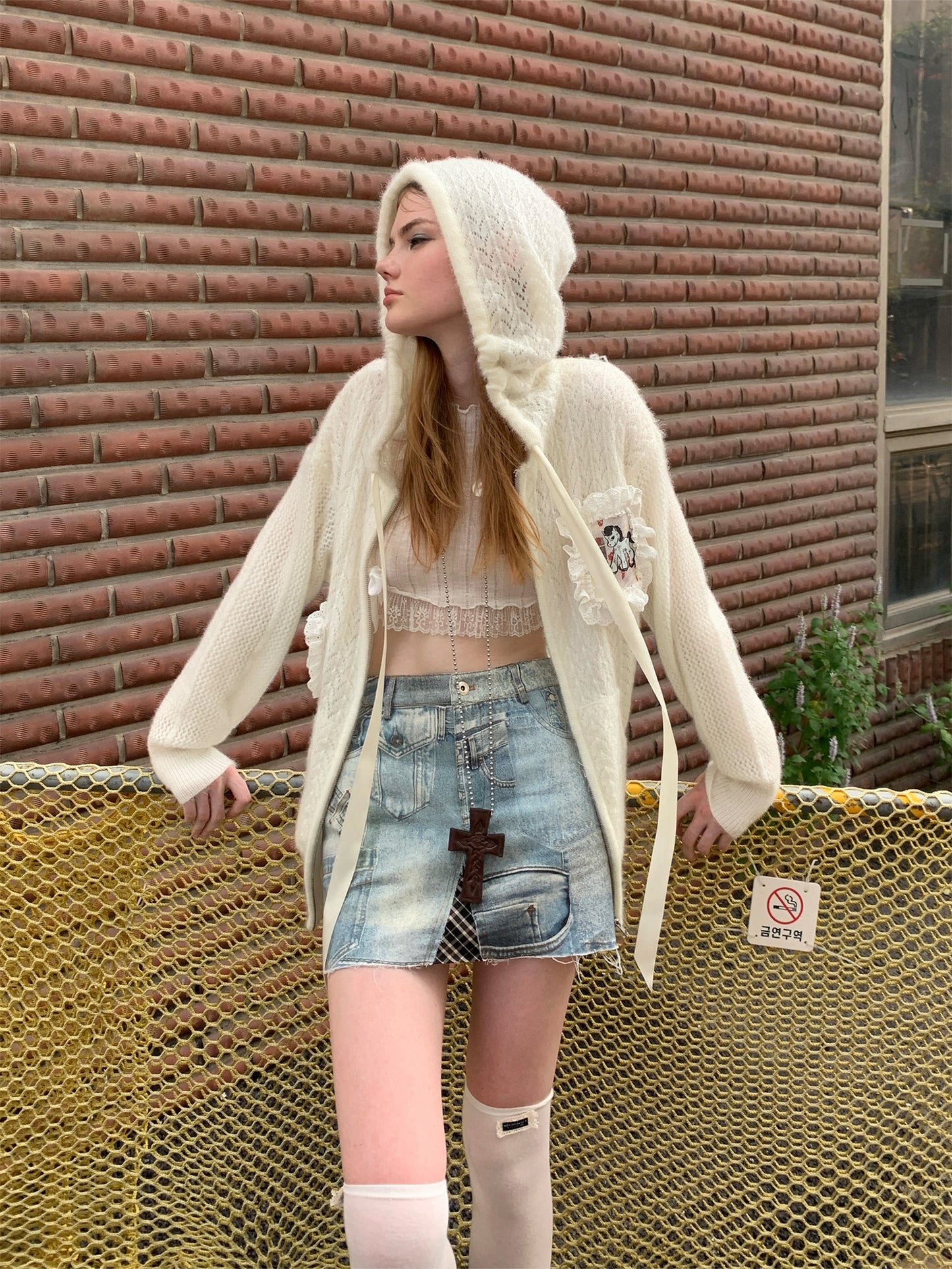 [G0051]Lazy hollow knit cardigan