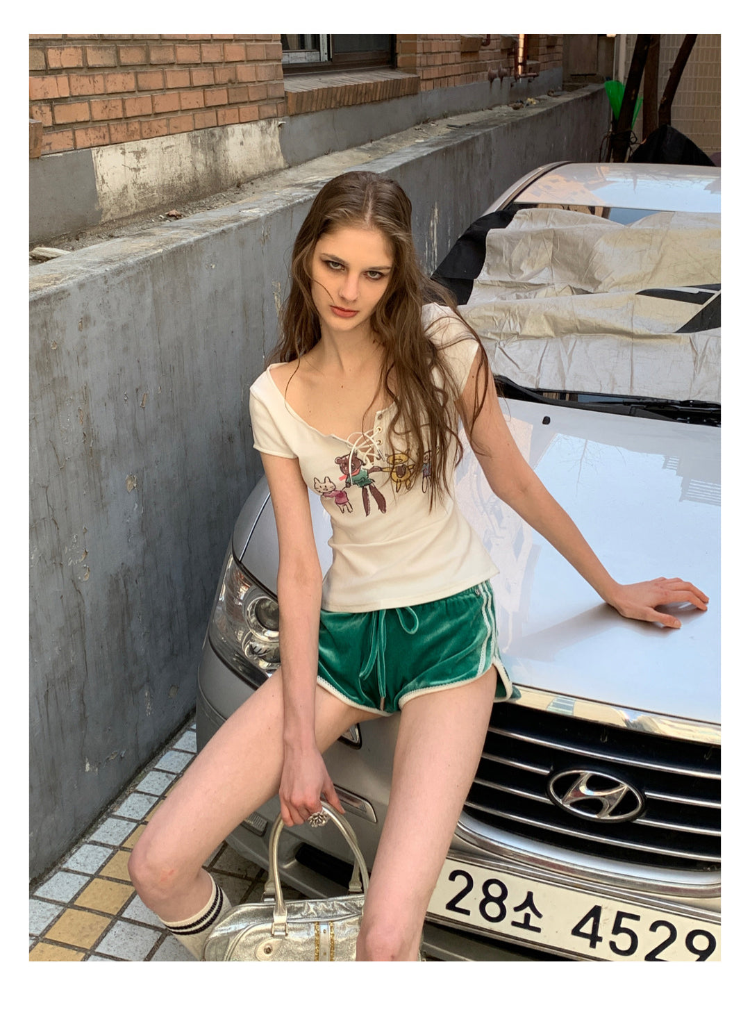 Green Vintage Velvet Shorts