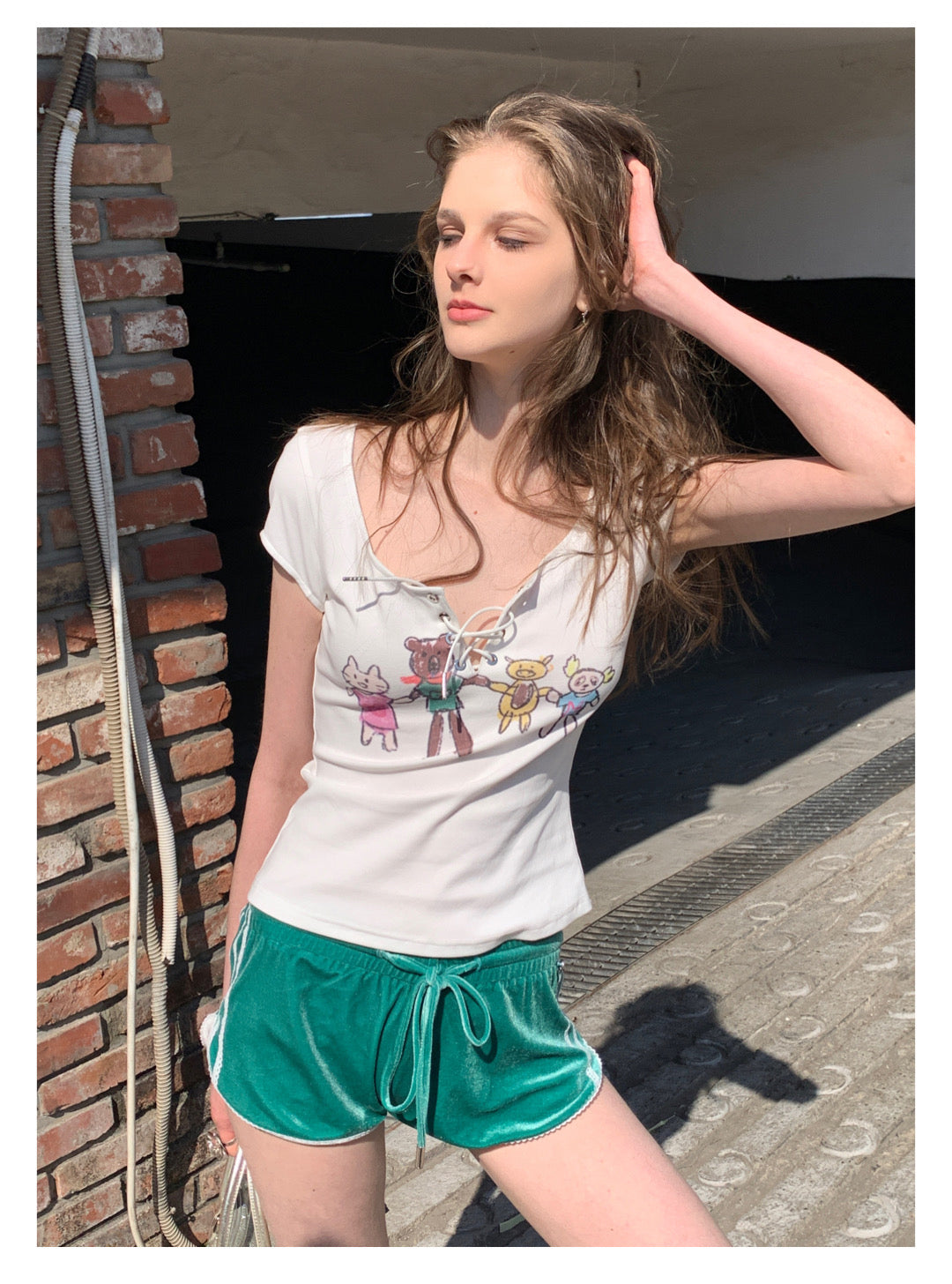 Green Vintage Velvet Shorts