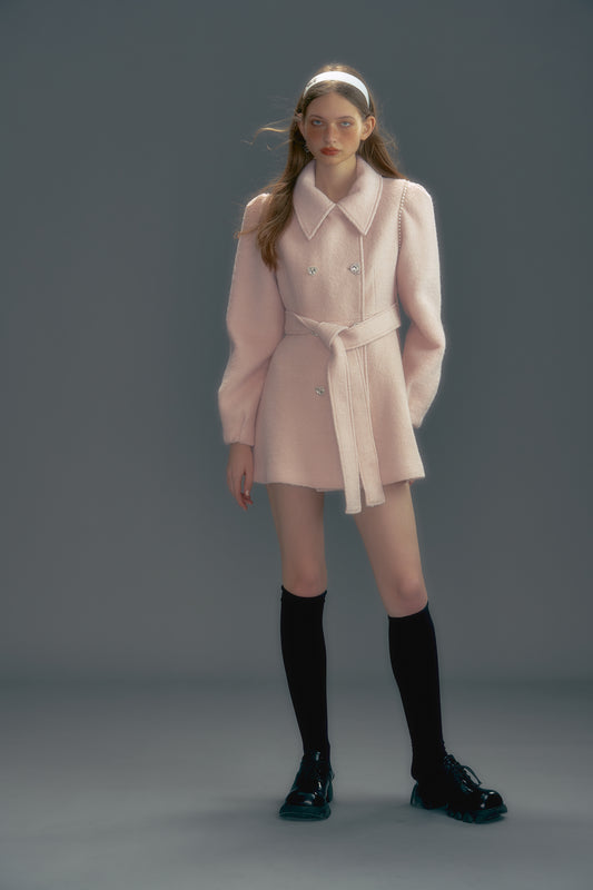 Pink lace-up coat