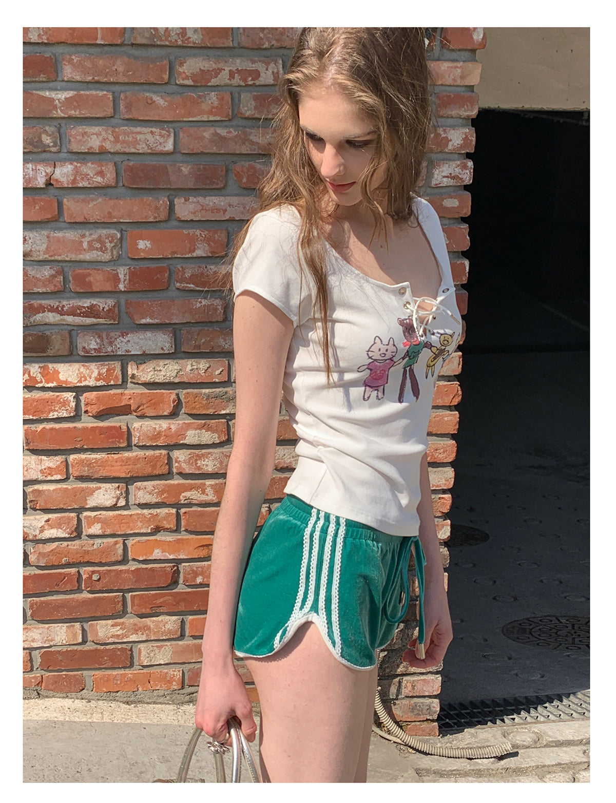 Green Vintage Velvet Shorts