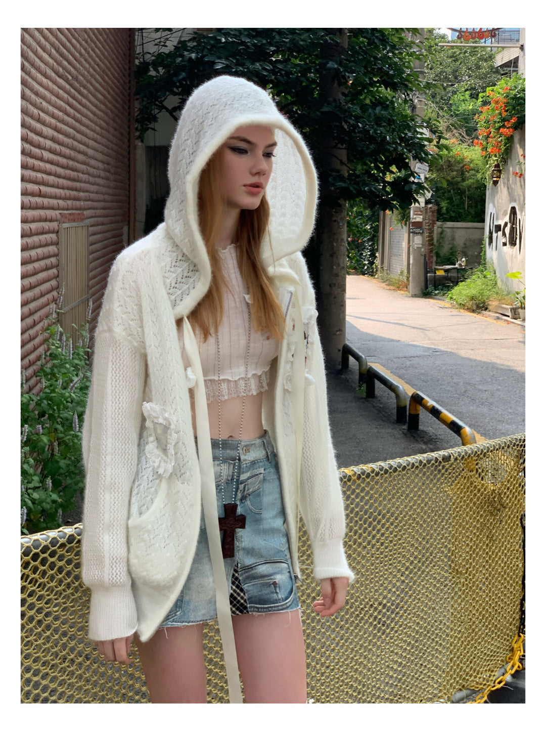 [G0051]Lazy hollow knit cardigan