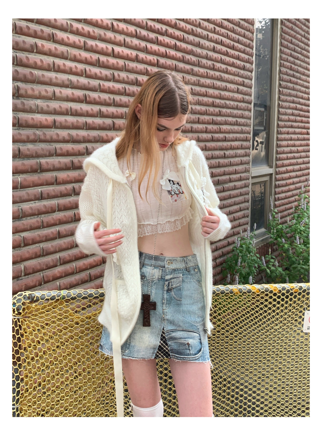 [G0051]Lazy hollow knit cardigan