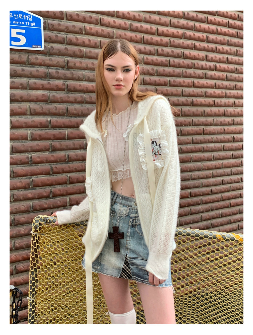 [G0051]Lazy hollow knit cardigan