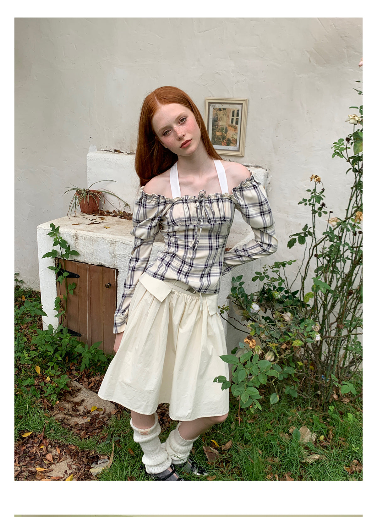 Casual White Metal Buckle Skirt