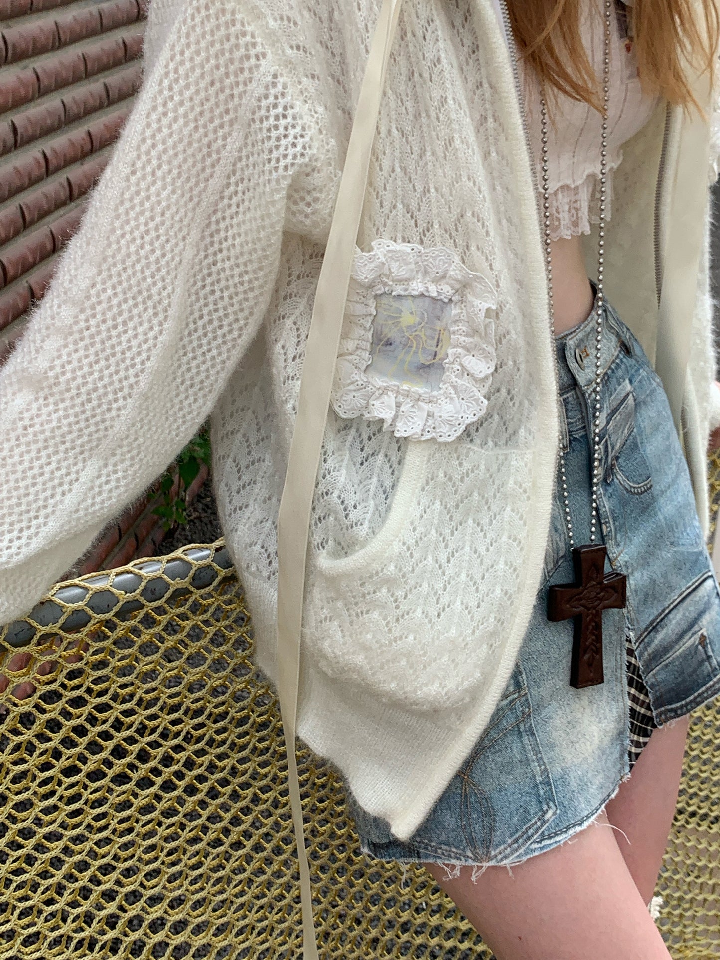 [G0051]Lazy hollow knit cardigan